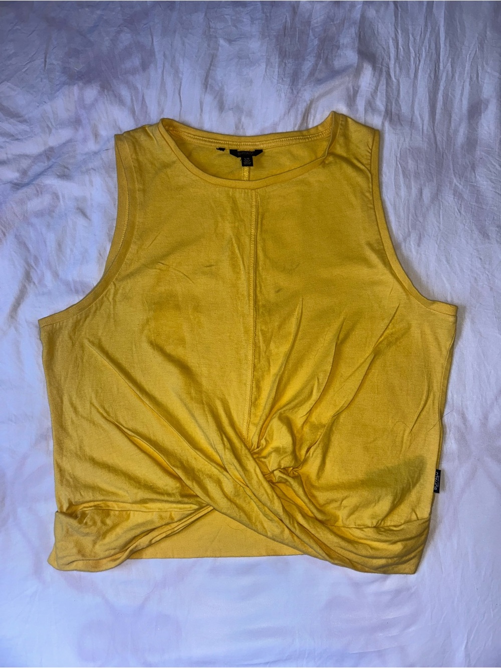 Twist-Front Yellow Crop Tank Top - Buffalo
